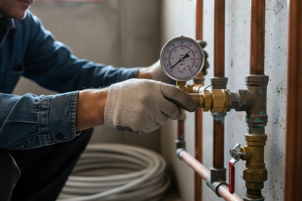 Pressure testing a repaired line during Water Line Repair in West Oneonta